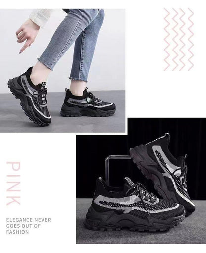 2026 New Women's Dad shoes Breathable Me Running shoes Faionable Casual Sports Sneakers Flat Bot round Toe Plastic Sole