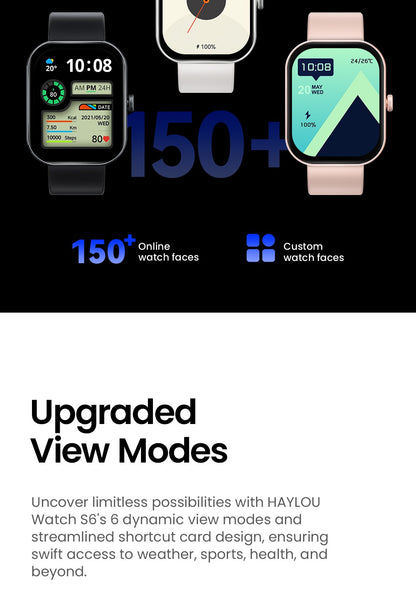 HAYLOU Watch S6 Voice Calling Smart Watch Men Health Monitoring IP68 Waterproof Smart Notifications Voice Assistant Smartwatch