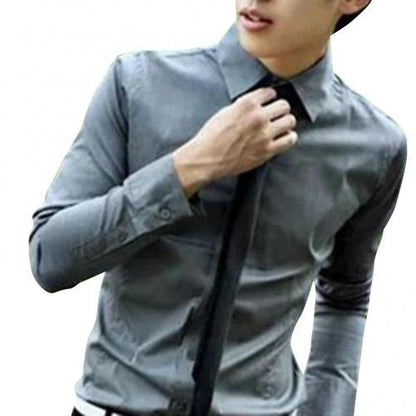 M - 5XL Men Business Shirt Long Sleeved Slim Solid Color Casual Plus Size Social Men Shirt ??????? ??????? camisa masculina