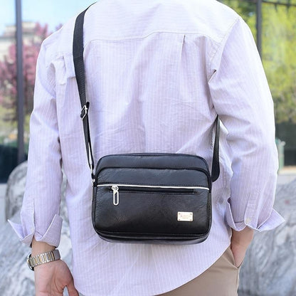 Leather Men's Sling Bag Messenger Shoulder Crossbody Bags Large Capacity Handbags Multifunctional Work Bag
