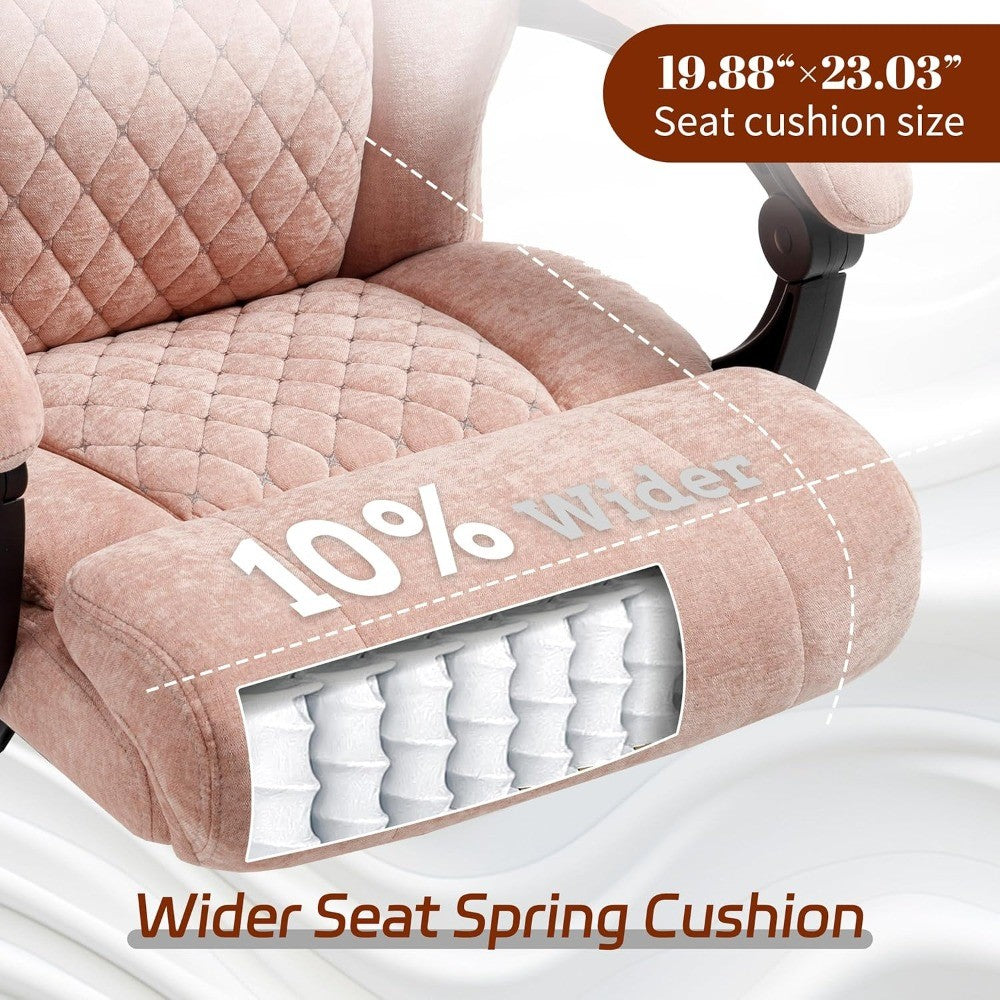 600LBS Big and Tall Office Chair for Heavy People,Large Reclining Executive Chairs with Foot Rest&AirAdjust Lumbar Support