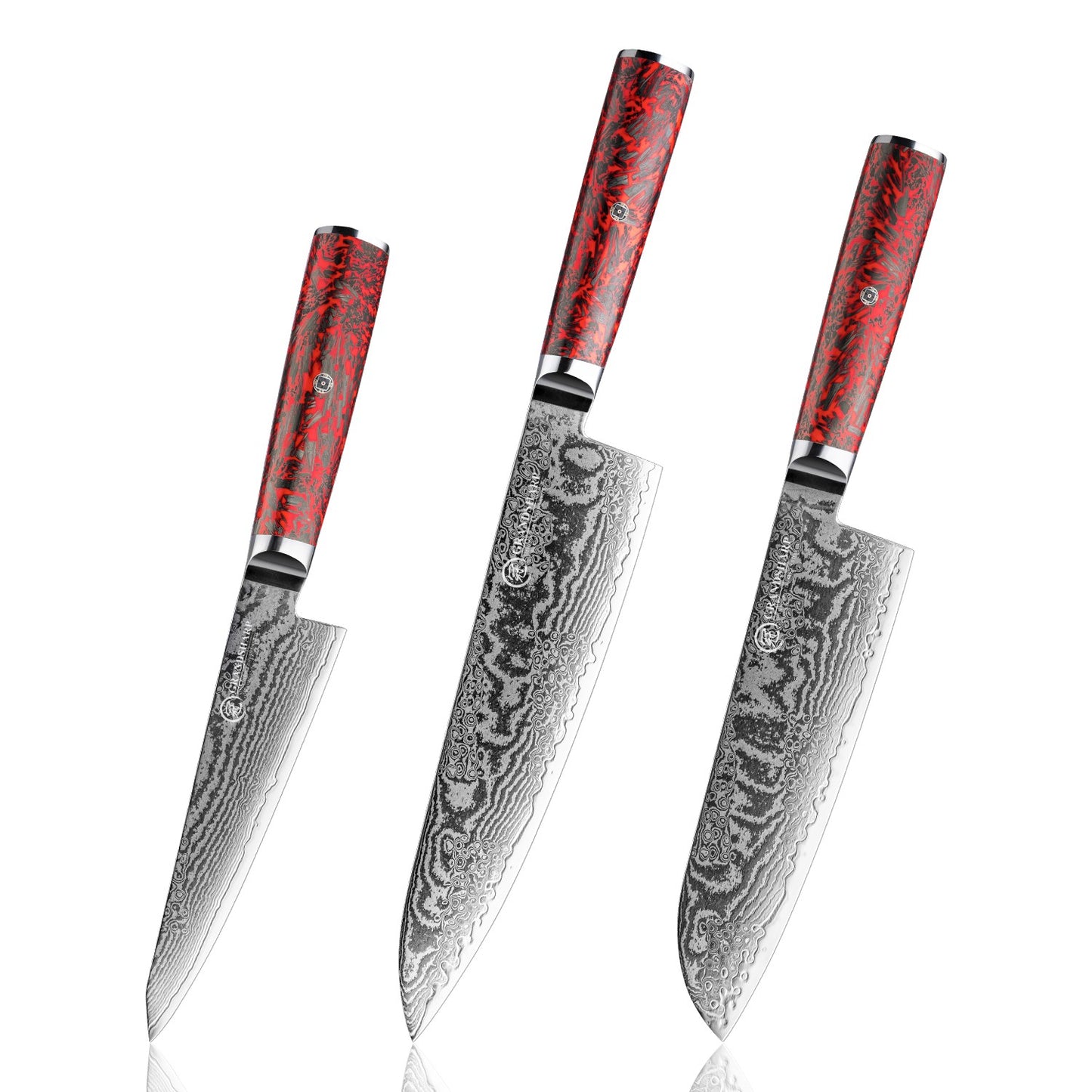 Grandsharp 1-6 Peças Conjunto de Facas de Cozinha 67 Camadas de Aço Damasco com Pó S35VN Faca Afiada de Chef Nakiri para Descascar Utensílios de Cozinha