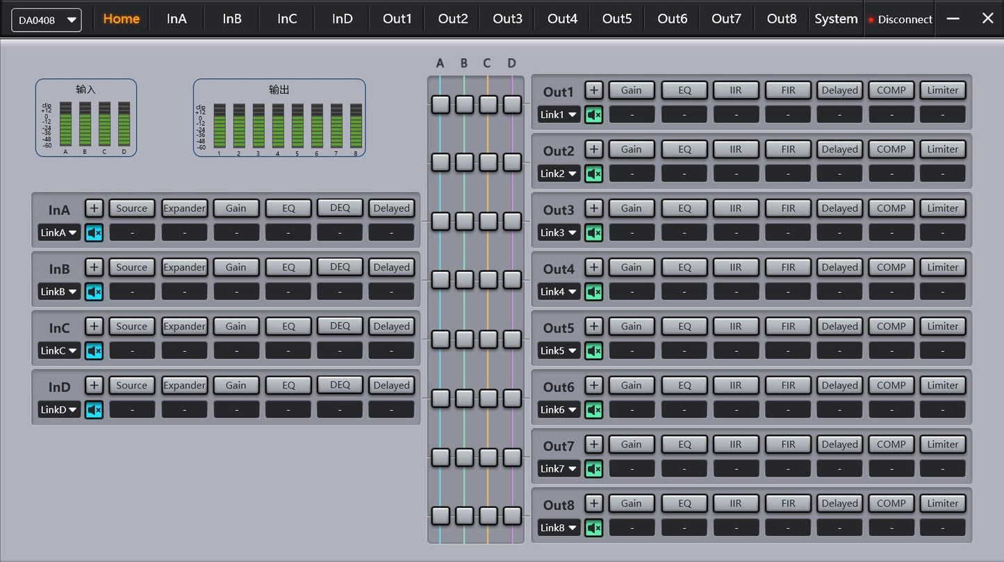DP48X Processador de Áudio Digital Profissional 4 Entradas 8 Saídas Processador Drive Rack com RIR DEQ Sistema de Gerenciamento de Alto-falantes 192KHZ