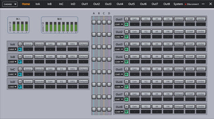 DP48X Processador de Áudio Digital Profissional 4 Entradas 8 Saídas Processador Drive Rack com RIR DEQ Sistema de Gerenciamento de Alto-falantes 192KHZ