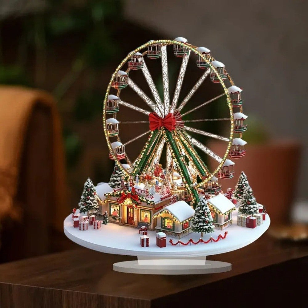 1pc Christmas Ferris Wheel Ornament, Christmas Scene Design, Cozy Style, Home Decoration, Daily/Holiday Gift, Scene Compatible