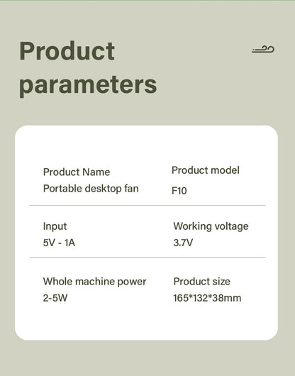 Desk Fan Portable Mini Fan Foldable Table Fan With 5 Gear USB Rechargerable Wall Fan Student Desktop Hang Fan For Office Home
