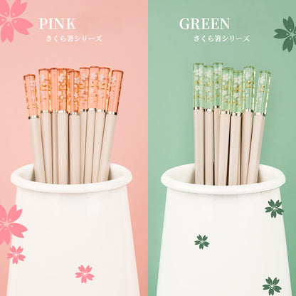 5 Pares de Hashis Sakura Âmbar Pétalas de Flor de Cerejeira Novo Padrão Antiderrapante Pauzinho de Sushi Hashis Ecológicos para Alimentos
