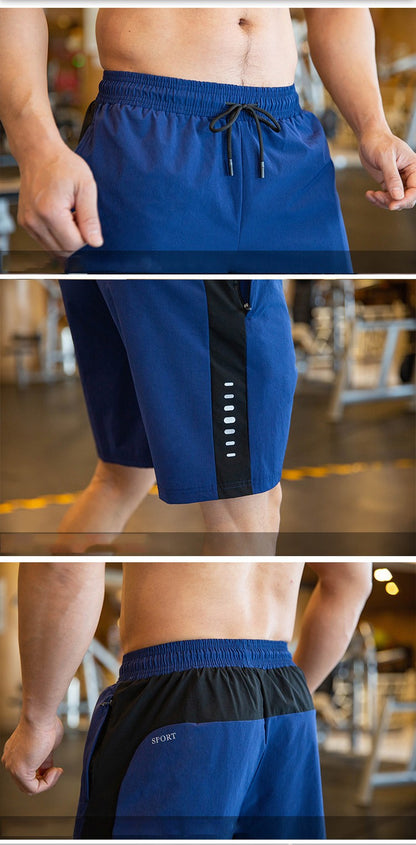 Men Beach Shorts Male Gym Fitness Sport Short Pants Joggers Basketball Sportswear Bodybuilding Loose Plus Size Zip Pocket