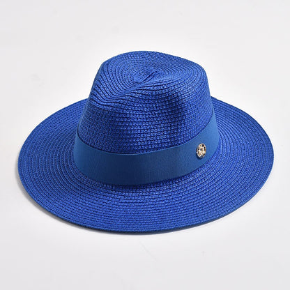 Summer Straw Hats for Women Men Panama Travel Beach Sun Hat Ribbon Decoration Elegant Luxury Jazz Hat