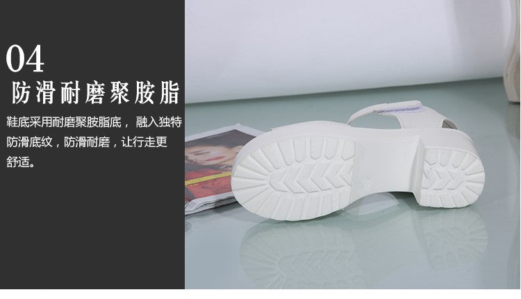 Summer New White High-heeled Women's Sandals Women's Chunky Heel Wedge Platform Sandals Fish Mouth Shoes Roman Sandals for Women