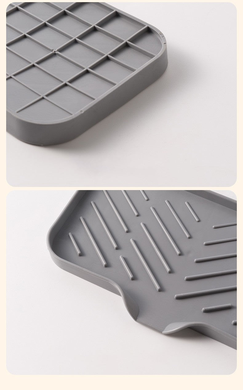 1/2pcs Kitchen Sink Silicone Tray With Drain Soap Sponge Storage Holder Countertop Sink Scrubber Brush Soap Storage Rack