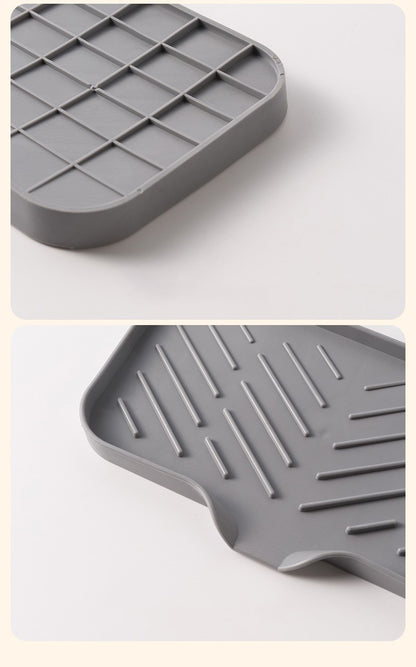 1/2pcs Kitchen Sink Silicone Tray With Drain Soap Sponge Storage Holder Countertop Sink Scrubber Brush Soap Storage Rack