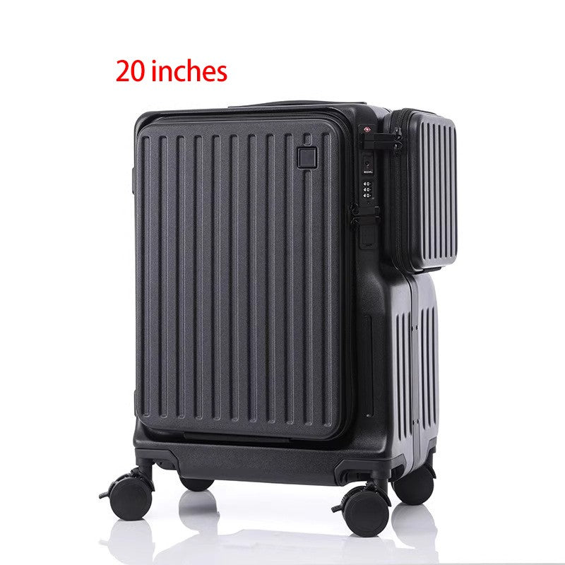 Mala de Viagem Multifuncional de Abertura Dupla de 20 Polegadas em PC com Porta USB, Suporte para Celular e Rodas com Freio, Bagagem de Viagem para Homens e Mulheres