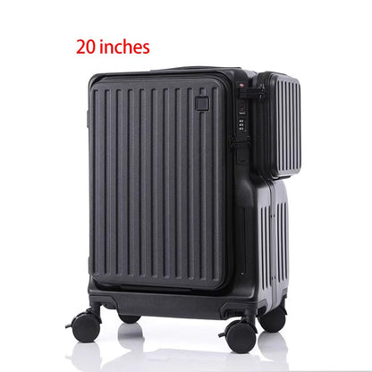 Mala de Viagem Multifuncional de Abertura Dupla de 20 Polegadas em PC com Porta USB, Suporte para Celular e Rodas com Freio, Bagagem de Viagem para Homens e Mulheres