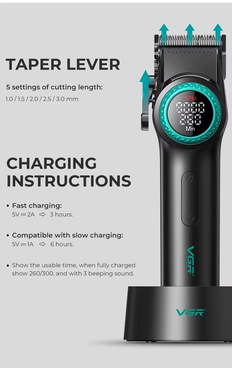 VGR Hair Trimmer Professional Hair Cutting Machine Electric Barber Clippers Adjustable 9000RPM Metal Trimmer for Men V-001 V-977