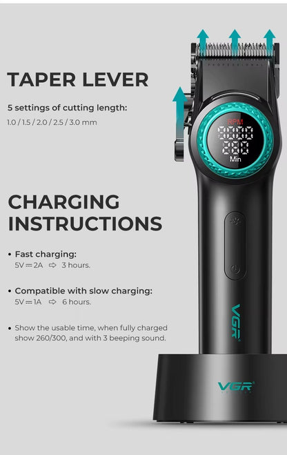 VGR Hair Trimmer Professional Hair Cutting Machine Electric Barber Clippers Adjustable 9000RPM Metal Trimmer for Men V-001 V-977