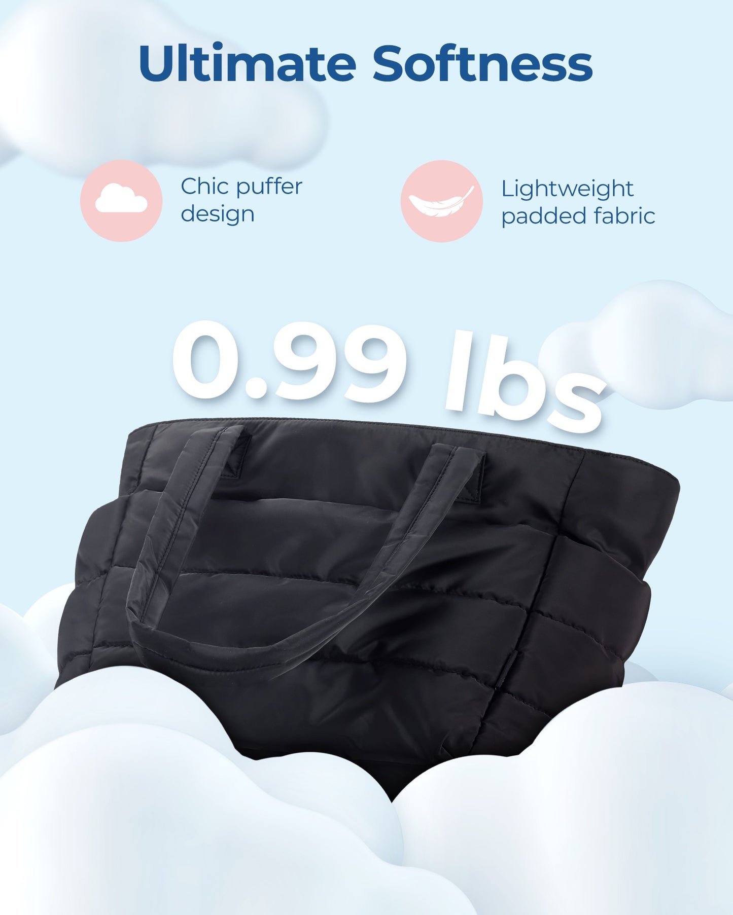 BAGSMART Tote Bag Puffy Padded Women's Bags Leisure Commuting Handbag Large Capacity Mommy Go Out Storage Organizer