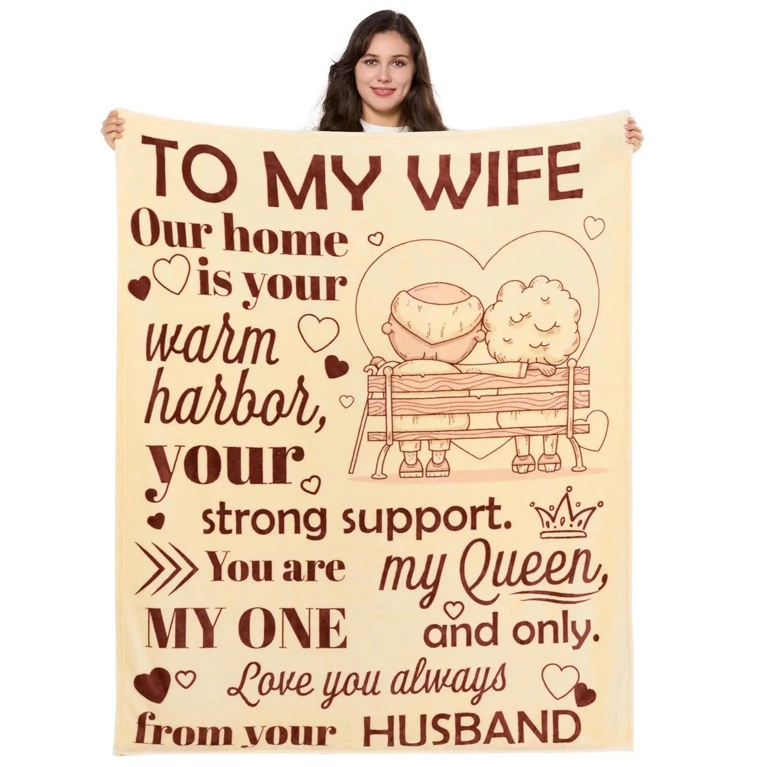 [SummerVibes] CLASSIC Wife Blanket Gifts for Wife on Mothers Day To My Wife Soft Throw Blanket Christmas Birthday Present for Wife From Husband Romantic Gifts for Her,All-Season Universal Blanket
