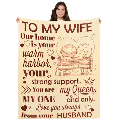[SummerVibes] CLASSIC Wife Blanket Gifts for Wife on Mothers Day To My Wife Soft Throw Blanket Christmas Birthday Present for Wife From Husband Romantic Gifts for Her,All-Season Universal Blanket