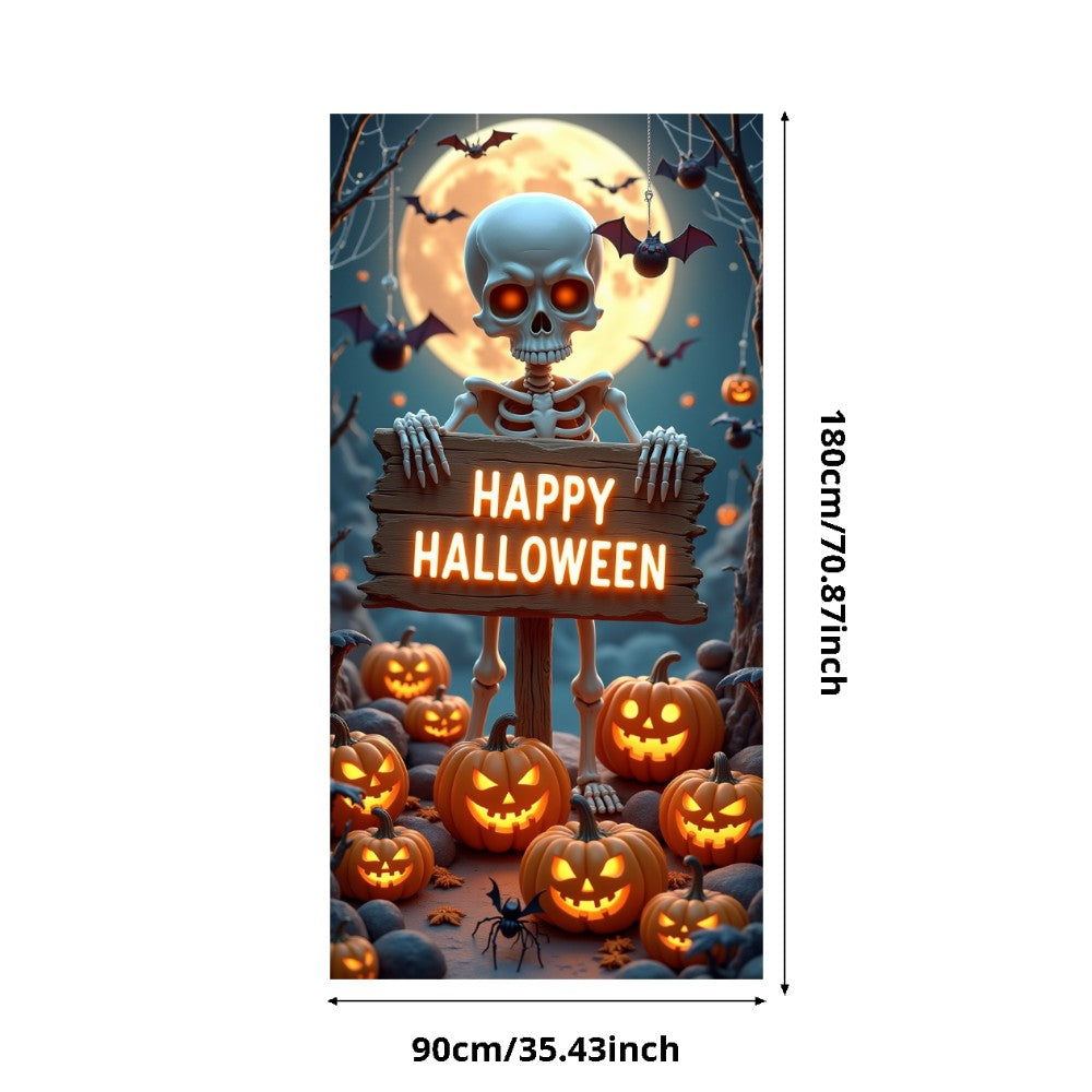 Happy Halloween Celebration Party Decoration Horror Skeleton Spooky Banner For Haunted House Door Cover Home Halloween Lining