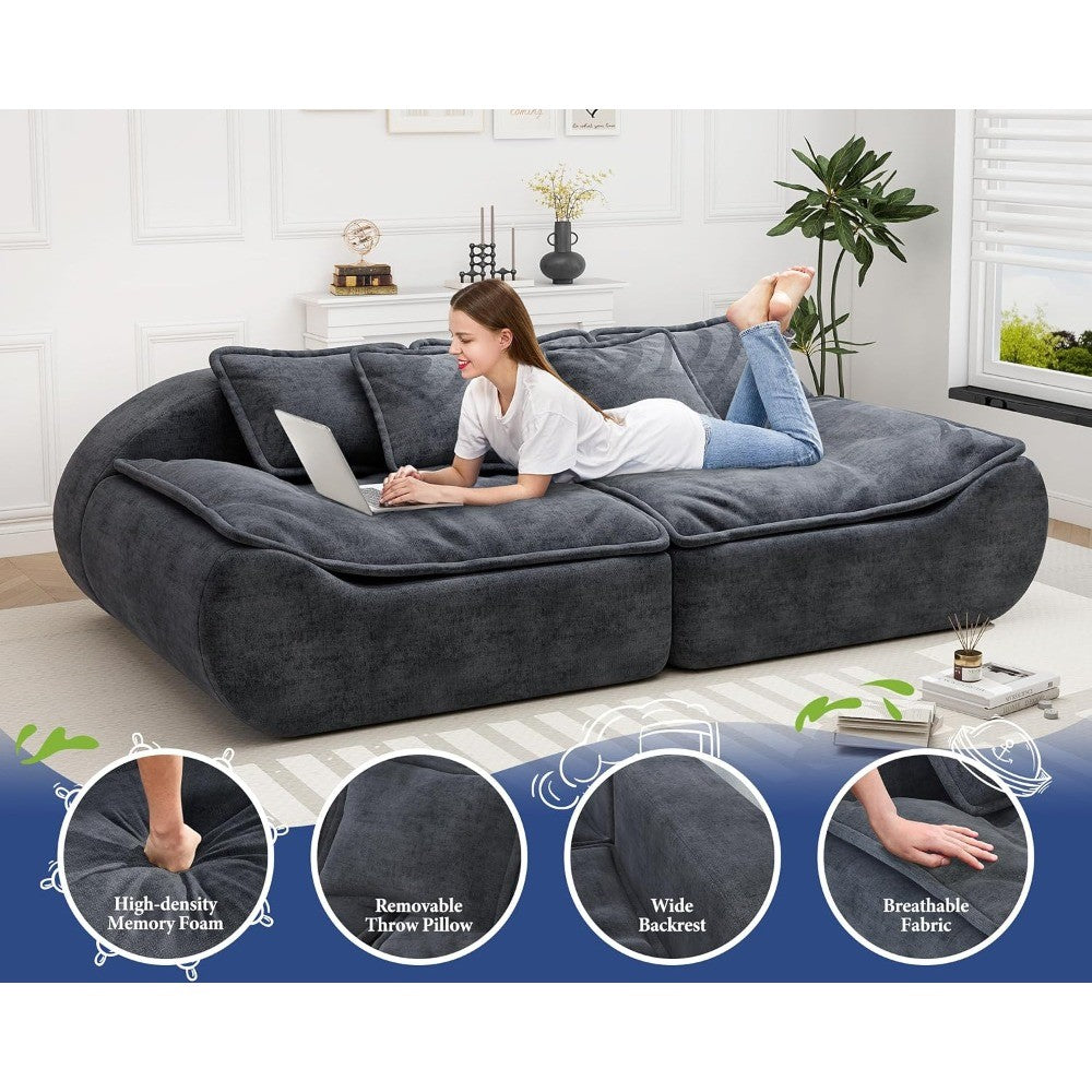 87'' 3-Seater Sectional Sofa Modular Comfy Loveseat with Throw Deep Seat Small Sofa for Compact Space - Perfect for Cozy Living