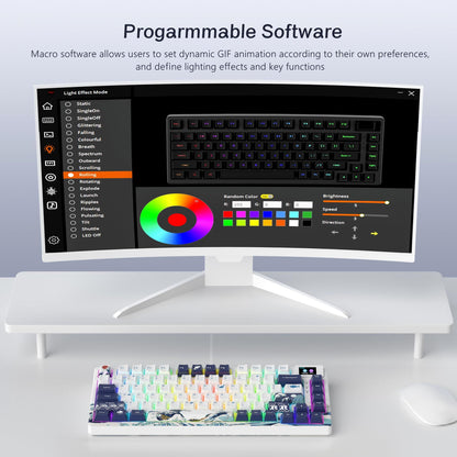Teclado Mecânico Womier SK80 Gasket Mounted, Teclado Gamer de 81 Teclas 75% com Hot Swap RGB e Tela Inteligente para PC