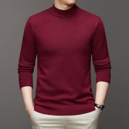 Half Turtleneck Knitwear Sweater New Autumn/Winter Mock Neck Sweatshirts Solid Color Pullovers Man Brand Casual Mens Clothing