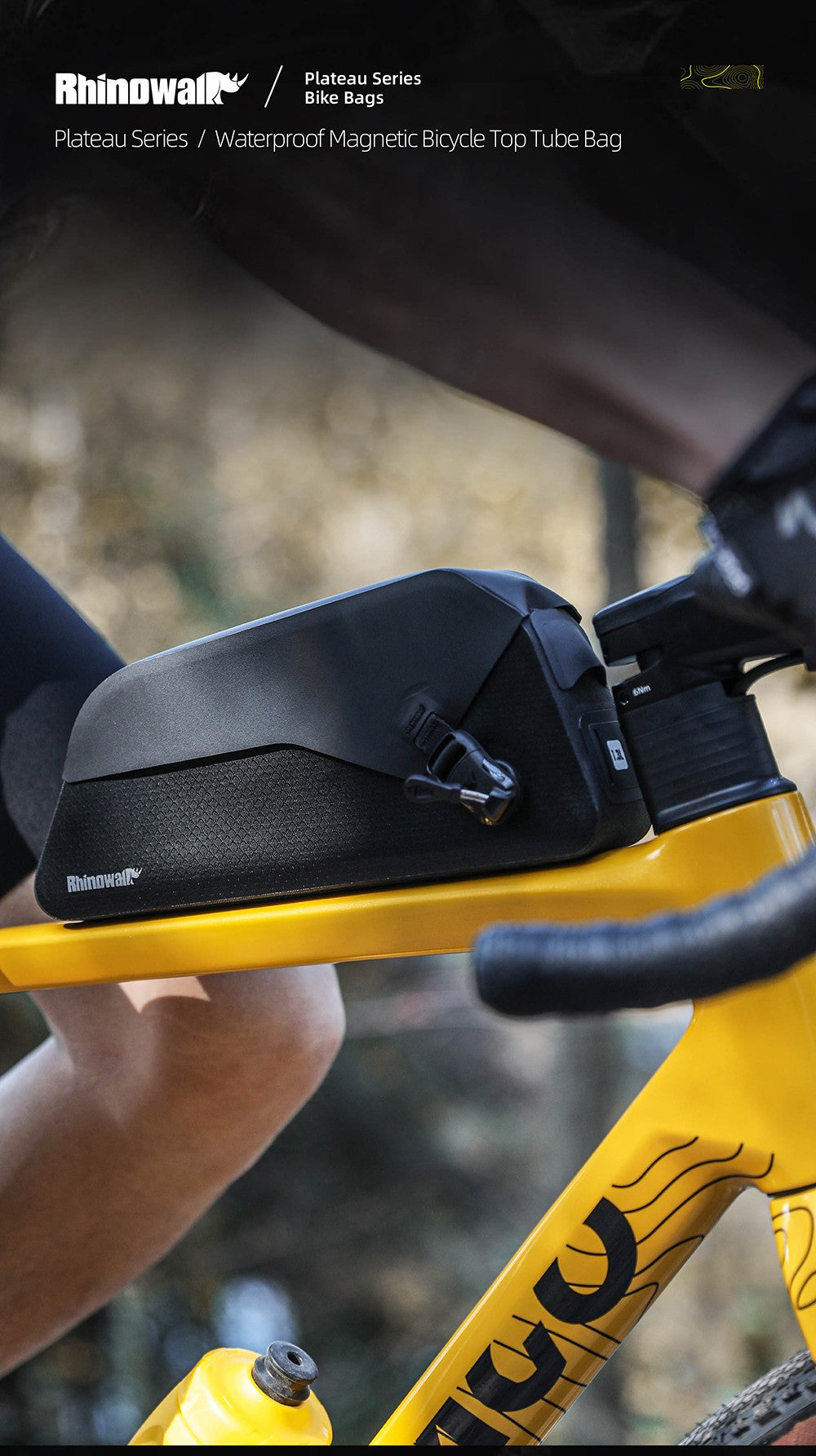 Rhinowalk Bicycle Top Tube Bag Waterproof Bike Front Frame Storage Bag Screw & Strap fixed Cycling Travel For MTB Road Gravel