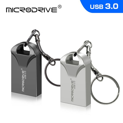 Pen Drive mini USB 3.0 128GB 64GB 32GB 16GB, memória flash de alta velocidade USB3.0, pequeno disco U com chaveiro