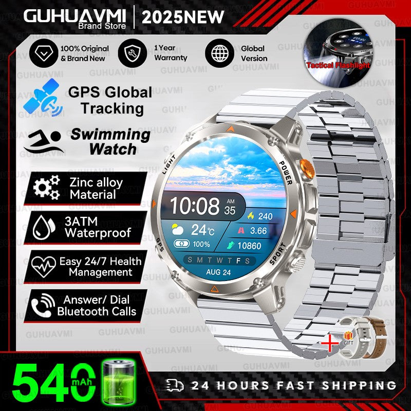 2025 Novo Smartwatch Profissional GPS Esportivo ao Ar Livre Corrida Rastreamento GPS Natação Bússola Altímetro 3ATM Pulseiras Esportivas Masculino