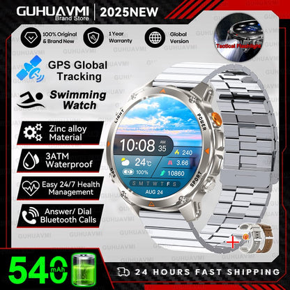 2025 Novo Smartwatch Profissional GPS Esportivo ao Ar Livre Corrida Rastreamento GPS Natação Bússola Altímetro 3ATM Pulseiras Esportivas Masculino