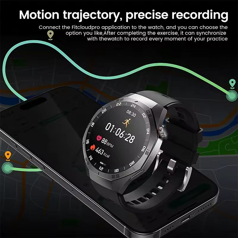 Smartwatch GUHUAVMI GT5 Pro 2025 Masculino com Tela HD AMOLED, GPS, Monitor de Trajetória de Movimento, Frequência Cardíaca, Chamada Bluetooth e 1.52", IP68