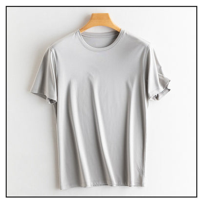 SuyaDream Mens Solid Tee Cotton Silk Blend Plain O neck Short Sleeved Cozy T Shirts 2025 Summer Simple Chic Top White Black