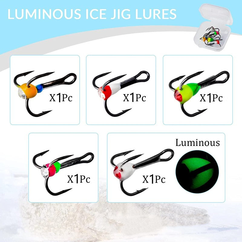 5PCS/10PCS Anzol de Pesca Anzol Triplo de Pesca no Gelo de Inverno Ferramenta de Apetrechos de Aço Carbono Iscas de Aço Carbono que Afundam Iscas de Inverno
