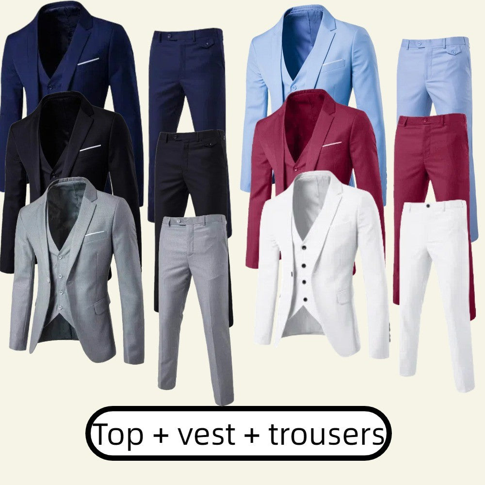 2025 Men's Performance Tuxedo 3-Piece Set - Striped Master of Ceremonies Suit