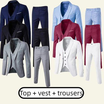 2025 Men's Performance Tuxedo 3-Piece Set - Striped Master of Ceremonies Suit