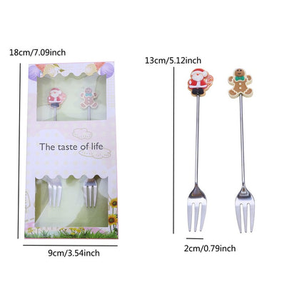 Christmas Gift  Deco Tableware Cutlery Set Elk Christmas Tree Decoration Dessert Spoon Fruit Fork Coffee Spoon Cutlery Gift