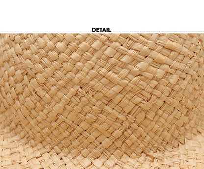 WZCX Feito à Mão Borla Feminina Chapéus de Sol de Palha Aba Larga Grande Chapéu de Palha Natural de Ráfia Panamá Praia Chapéus de Sol Para Feriado