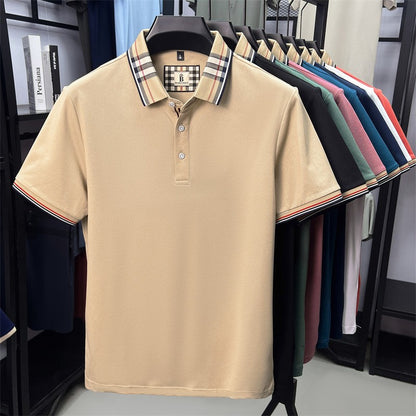 Luxury brand short sleeve polo shirt men fashion simple solid color summer new mercerized cotton breathable casual lapel T shirt