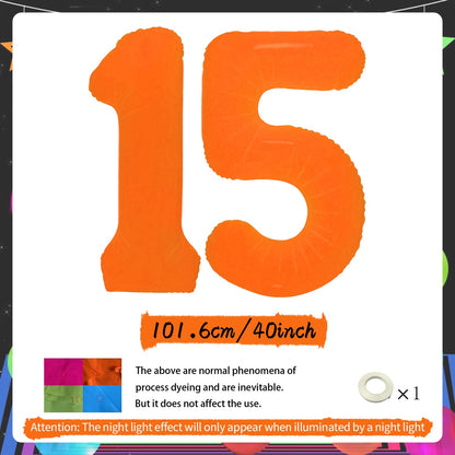 Orange Fluorescent Neon Digital Balloons Glowing Party Balloons Used for Birthday Parties, Anniversaries, Holiday Decorations