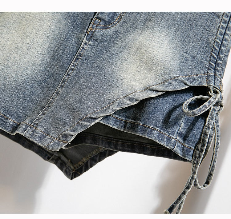 Plus Size Denim Skirt For Women Summer 2024 New High Waisted Mini Blue Jeans Skirts With Lining Korean Fashion Mini Skirt Woman