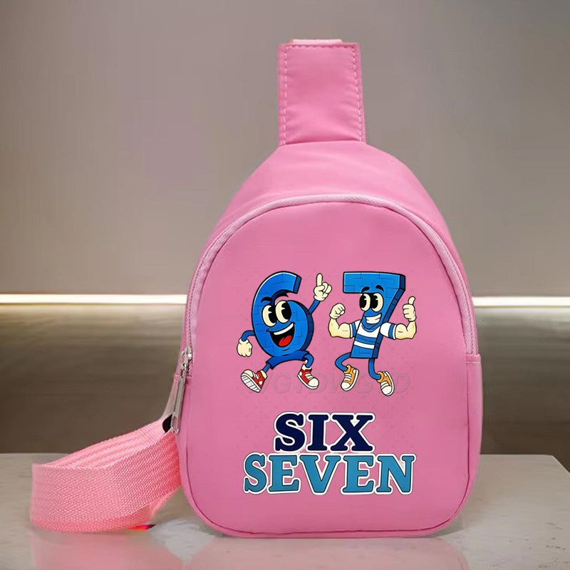 Kids Funny Meme 6 7 Purses and Handbags Italian Brainrot Meme Lightweight Single Shoulder Bag Girl Boy Purse for Daily Travel