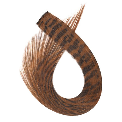 Peruca, extensões de cabelo coloridas, orelha de leopardo de uma só peça invisível e sem rastro, extensões de cabelo listradas