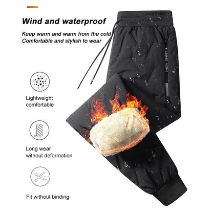 Animal Game Winter Sweatpants Men Plush Thick Fleece Casual Pants Lambswool Thermal Trousers Waterproof Windproof Warm Pants