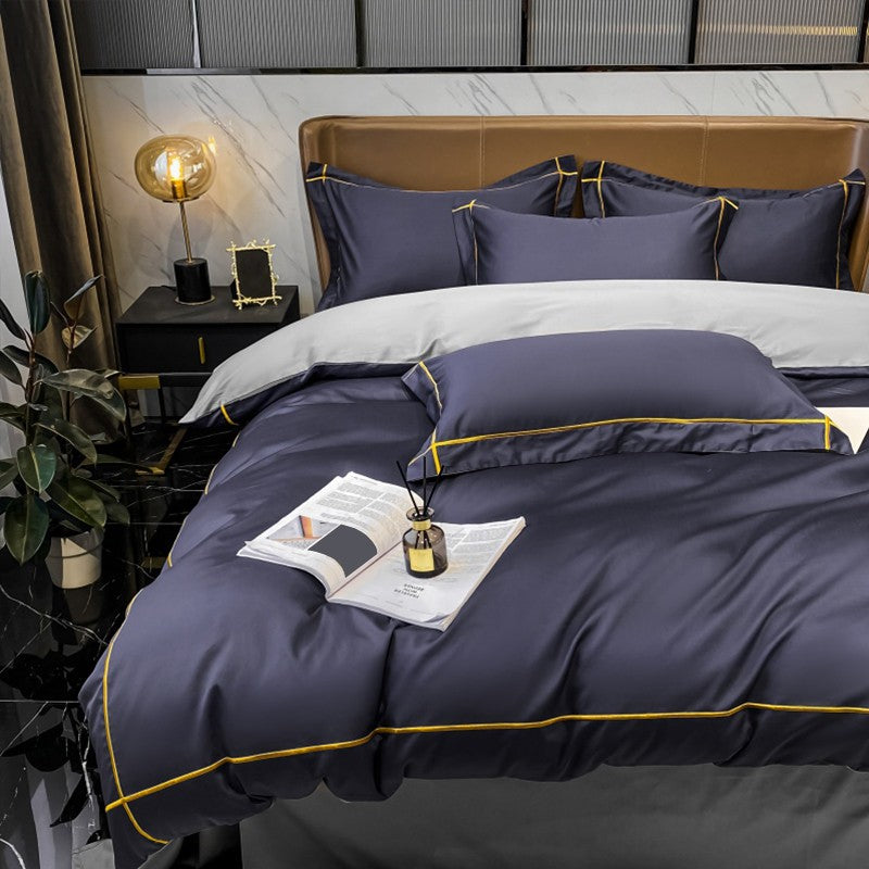 Lençol de Cima Bordado 100% Algodão Egípcio Sedoso Conjunto de Cama Lençol de Cima Queen King Size