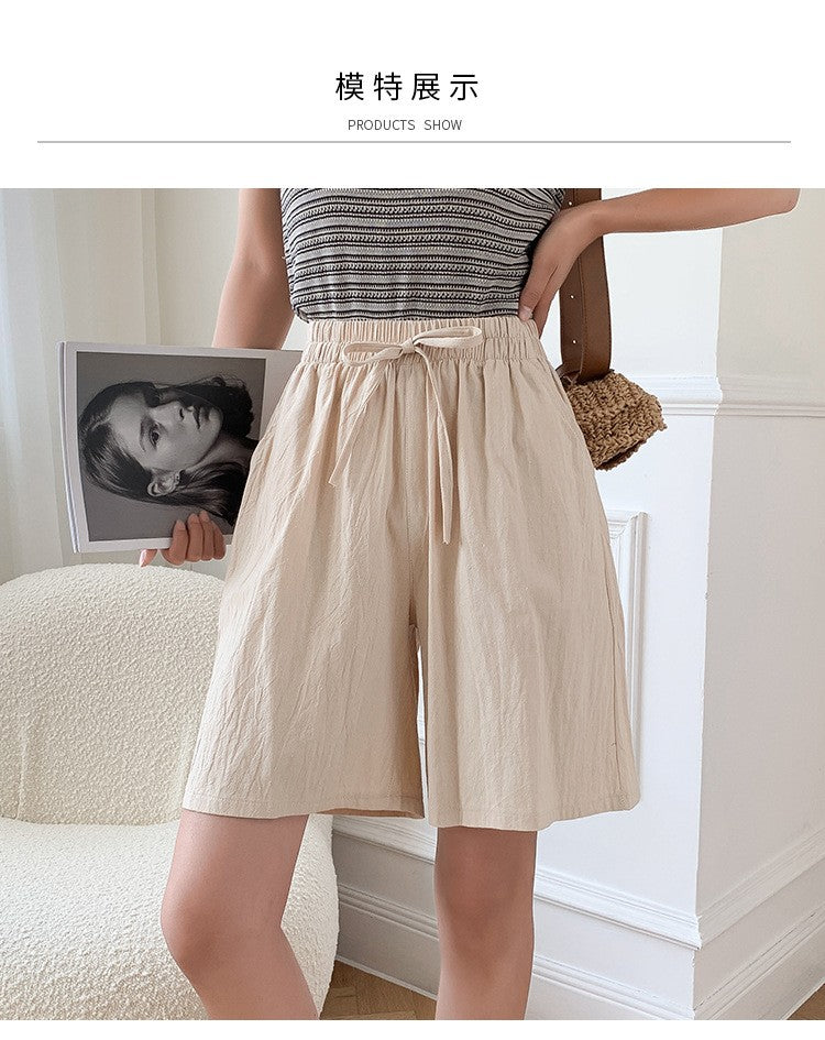 Women shorts Summer Casual Solid Cotton Linen shorts high waist loose shorts for girls Soft Cool female shorts M-3XL