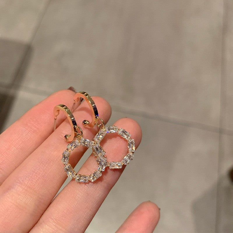 New High-end Atmosphere Decoration Shine Fashion Women Temperament Personality Exaggerated Earring Wedding Jewelry Birthday Gift