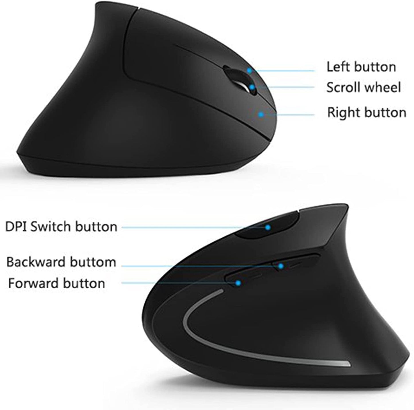 Mouse Sem Fio Ergonômico OUIO, Recarregável, Modo Duplo Bluetooth 5.4 e 2.4GHz, Clique Silencioso, para Laptop/PC/Mac