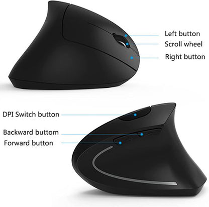 Mouse Sem Fio Ergonômico OUIO, Recarregável, Modo Duplo Bluetooth 5.4 e 2.4GHz, Clique Silencioso, para Laptop/PC/Mac