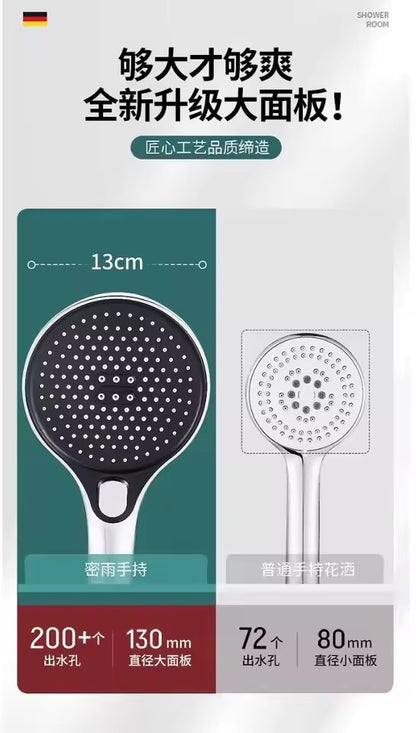 New High Pressure 13cm Shower Head Black 3 Modes Water Saving Spray Nozzle Massage Rainfall Shower Hose Bathroom Accessories Set